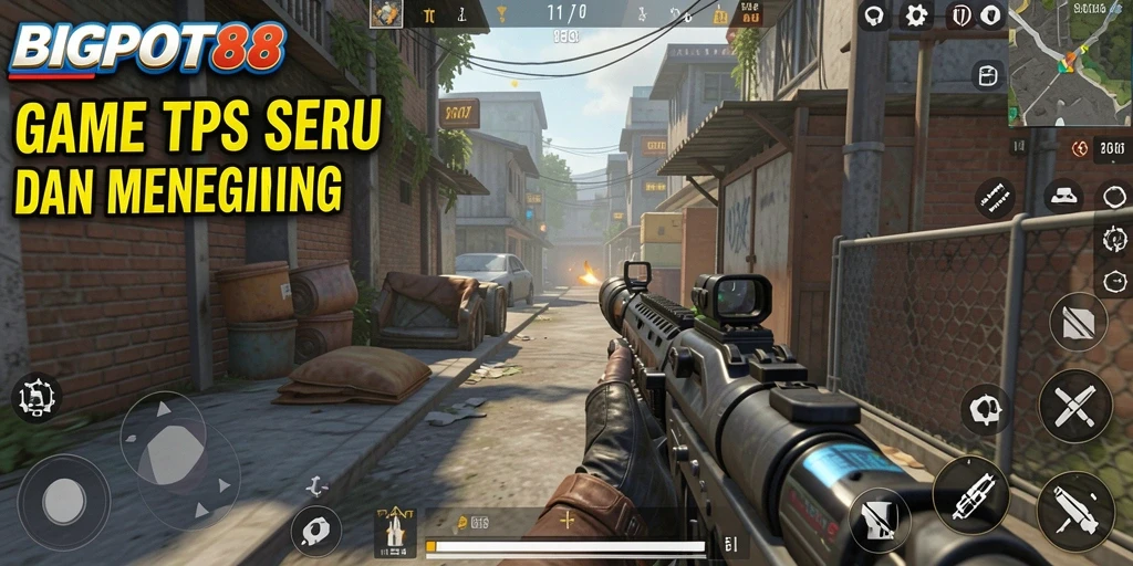 Tangkapan layar menampilkan aksi pertempuran intens dalam game TPS.